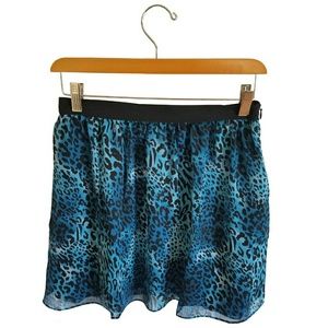 Teal Blue Leopard Mini Skirt W118 by Walter Baker